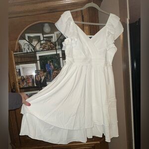 NEW NWT LARGE CICIDUDU Elegant White Ruffle Dress